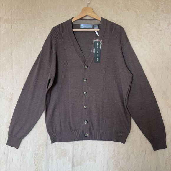 NWT Oscar De La Renta‎ 2012 Button Up Cardigan Sweater Brown Sz L - Picture 16 of 16